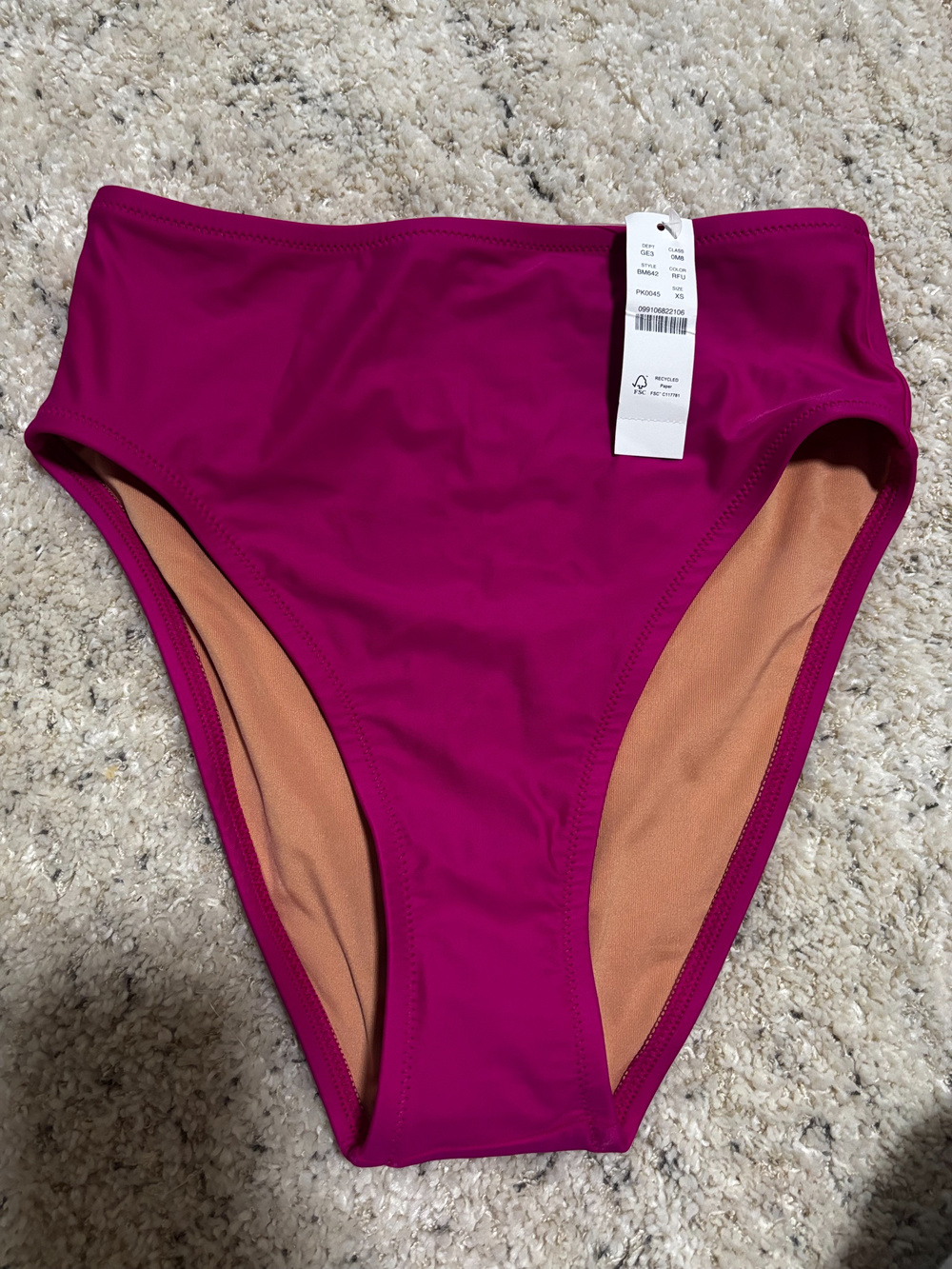 J.Crew Bikini Bottoms Magenta High Cut Size XS